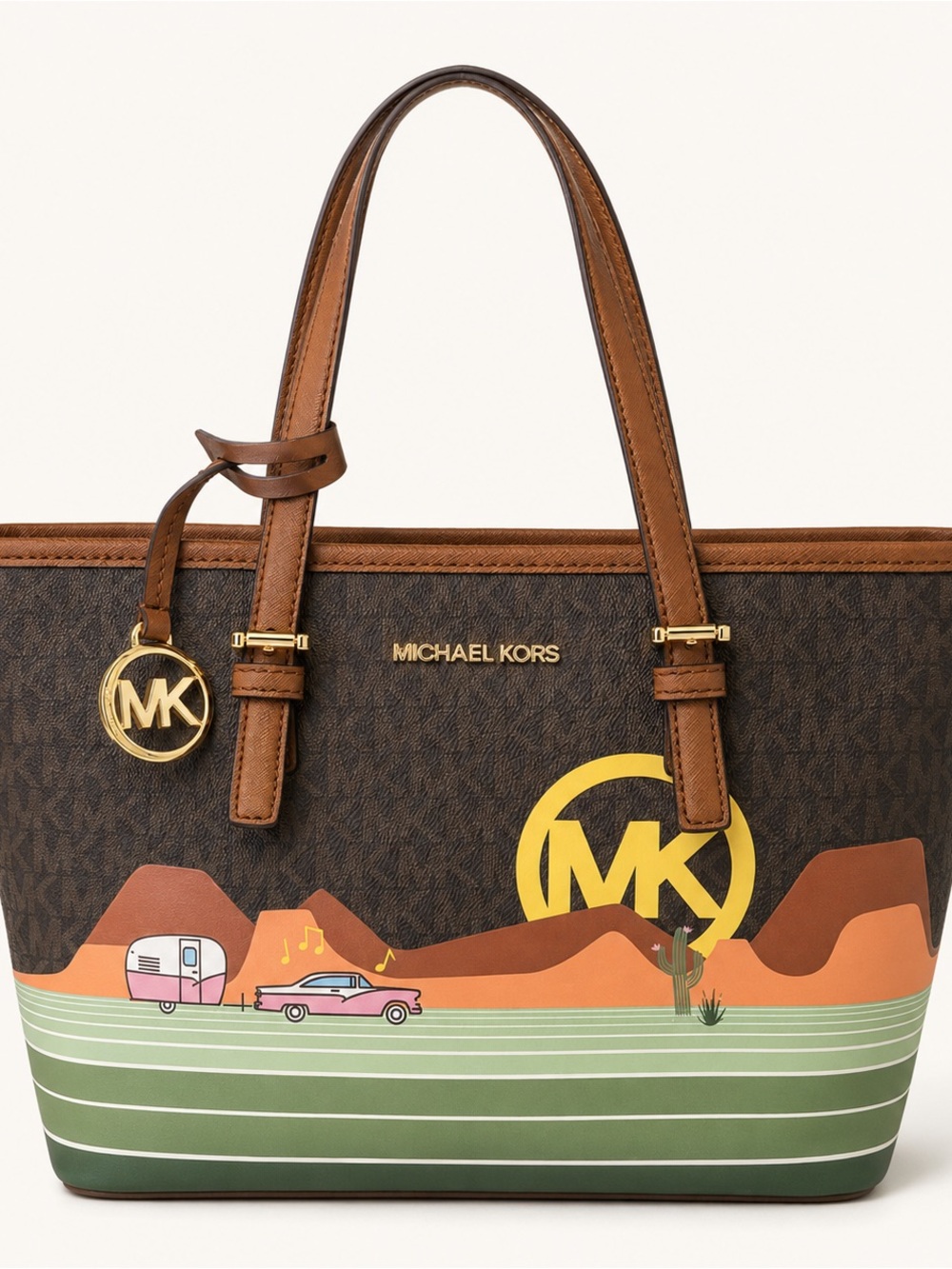Michael Kors Jet Set Desert Road Trip Logo Tote Bag